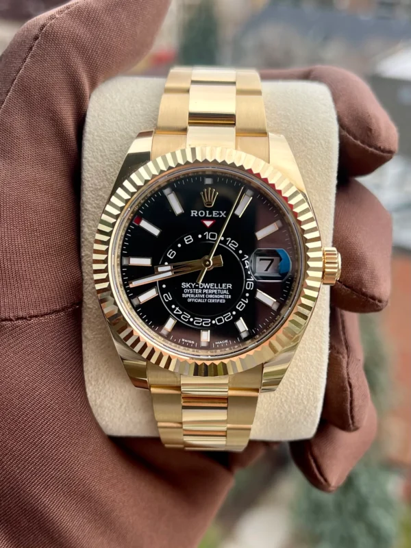 Rolex Sky Dweller 42 Black Dial Yellow Gold Oyster