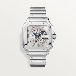 Santos de Cartier Large Steel Skeleton Dial WHSA0015